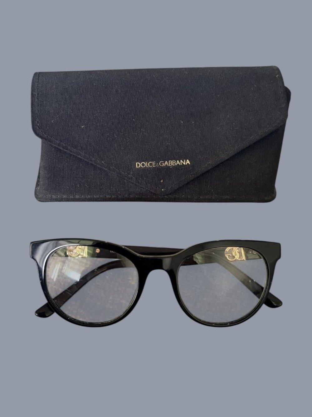Dolce & Gabbana DG Logo Eyeglass Frames Black Gold Designer Optical Glasses/Case - Picture 3 of 11